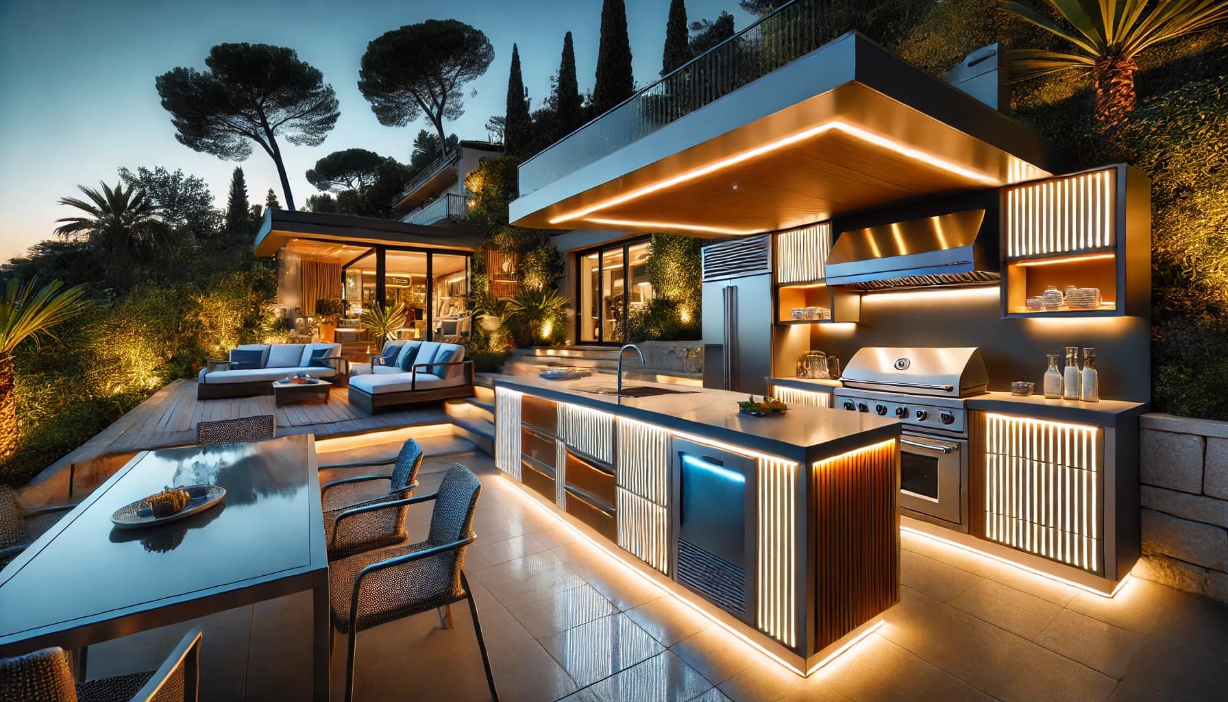 Illuminez votre cuisine d'été à Antibes avec des rubans LED.