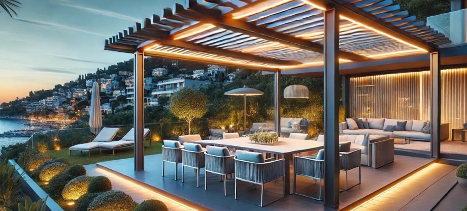 Illuminez votre pergola bioclimatique aluminium à Cannes avec un éclairage LED.