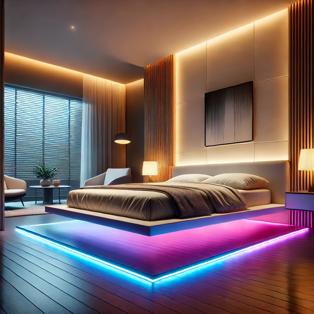 Mettez un éclairage LED pour créer un effet de lit volant