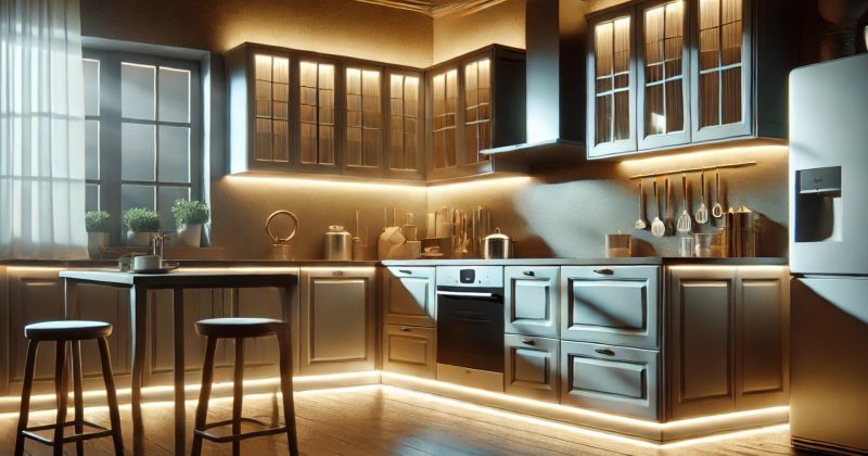 Mettez des bandes LED sous vos meubles pour sublimer votre cuisine.