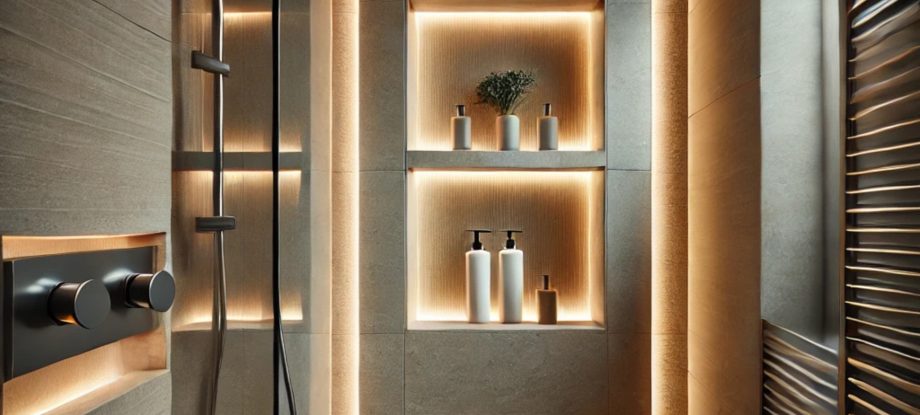 Installez un éclairage LED étanche pour votre niche de salle d'eau.
