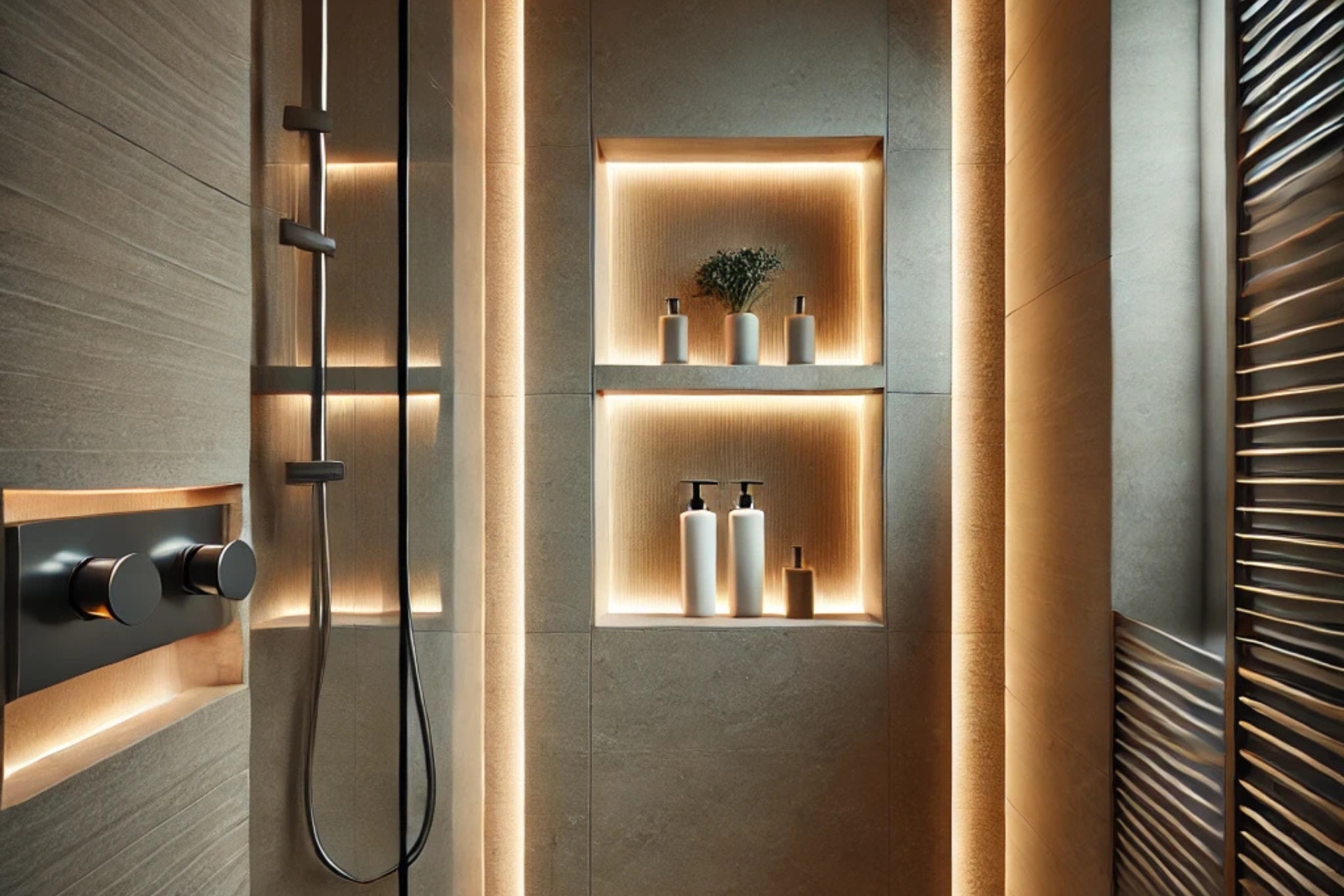 Installez un éclairage LED étanche pour votre niche de salle d'eau.