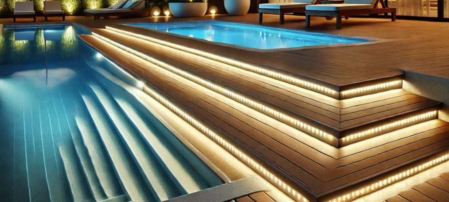 Eclairer votre piscine avec des rubans LED sur les marches.