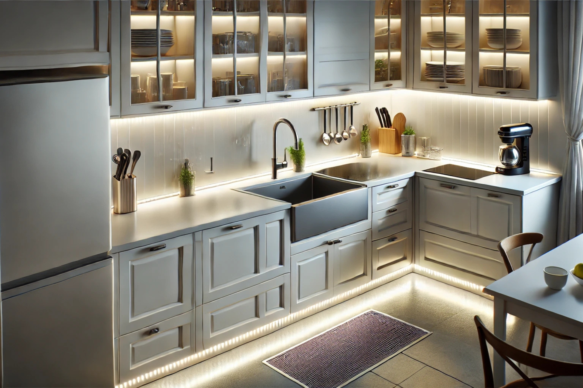 Illuminez vos meubles de cuisine grâce aux rubans LED.