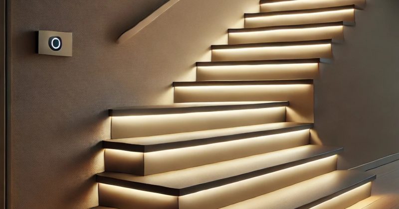 Eclairage de votre escalier avec un détecteur de mouvement efficace.