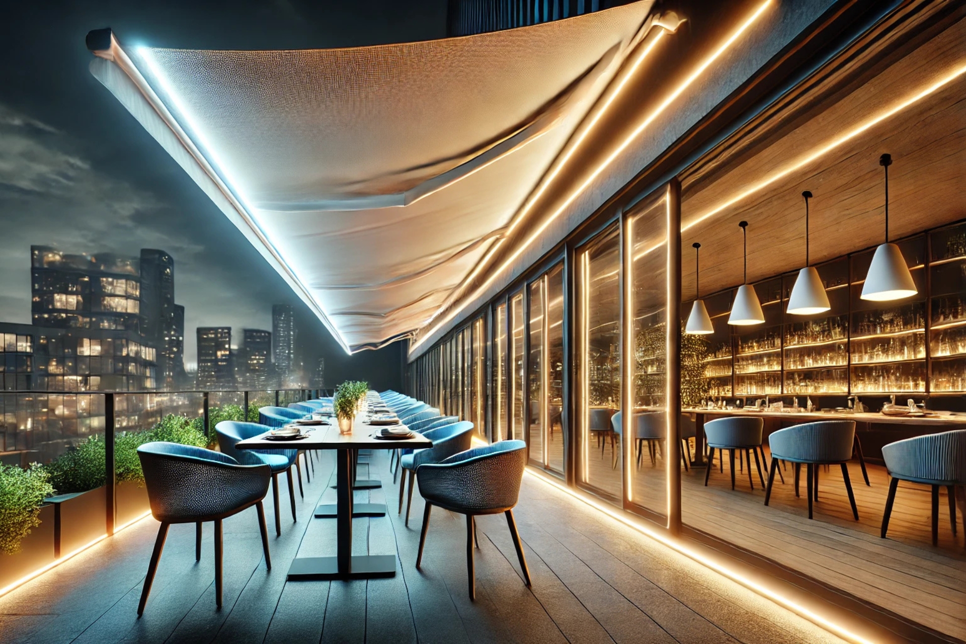 Eclairage de votre terrasse de restaurant avec des rubans LED.