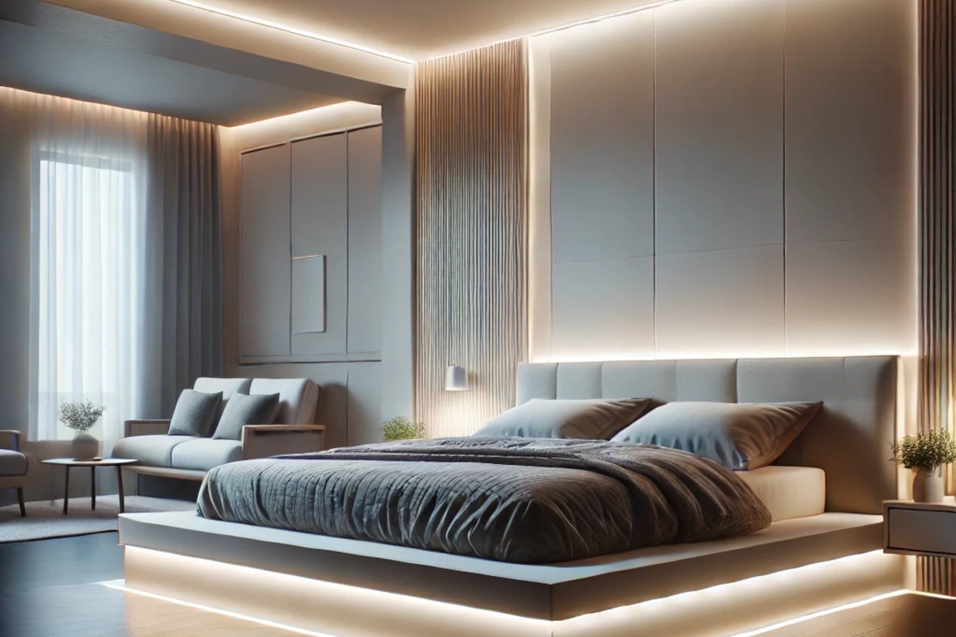 Effet de lit volant avec éclairage LED pour votre chambre.