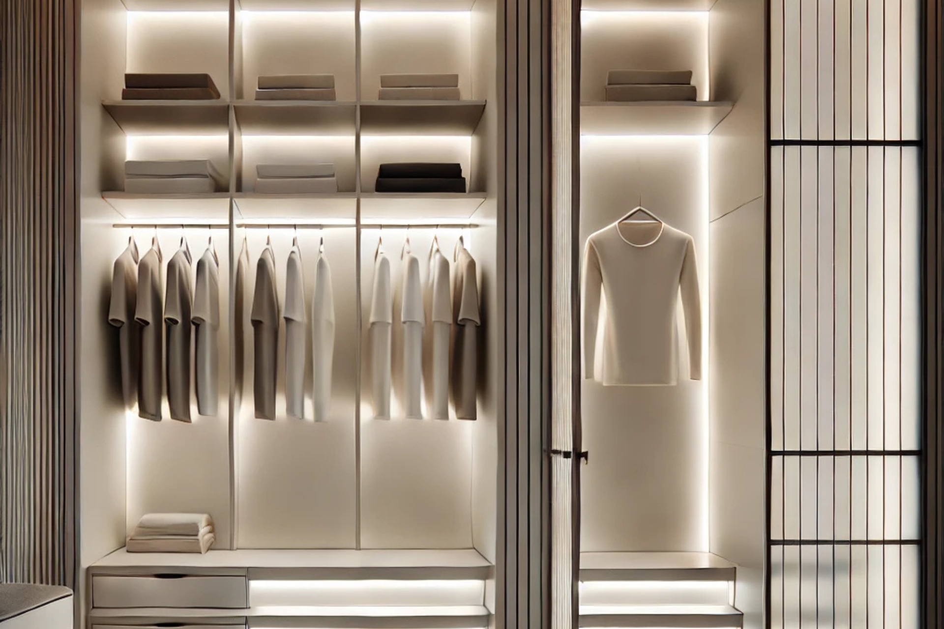 Illuminez votre dressing avec style grâce aux rubans LED.