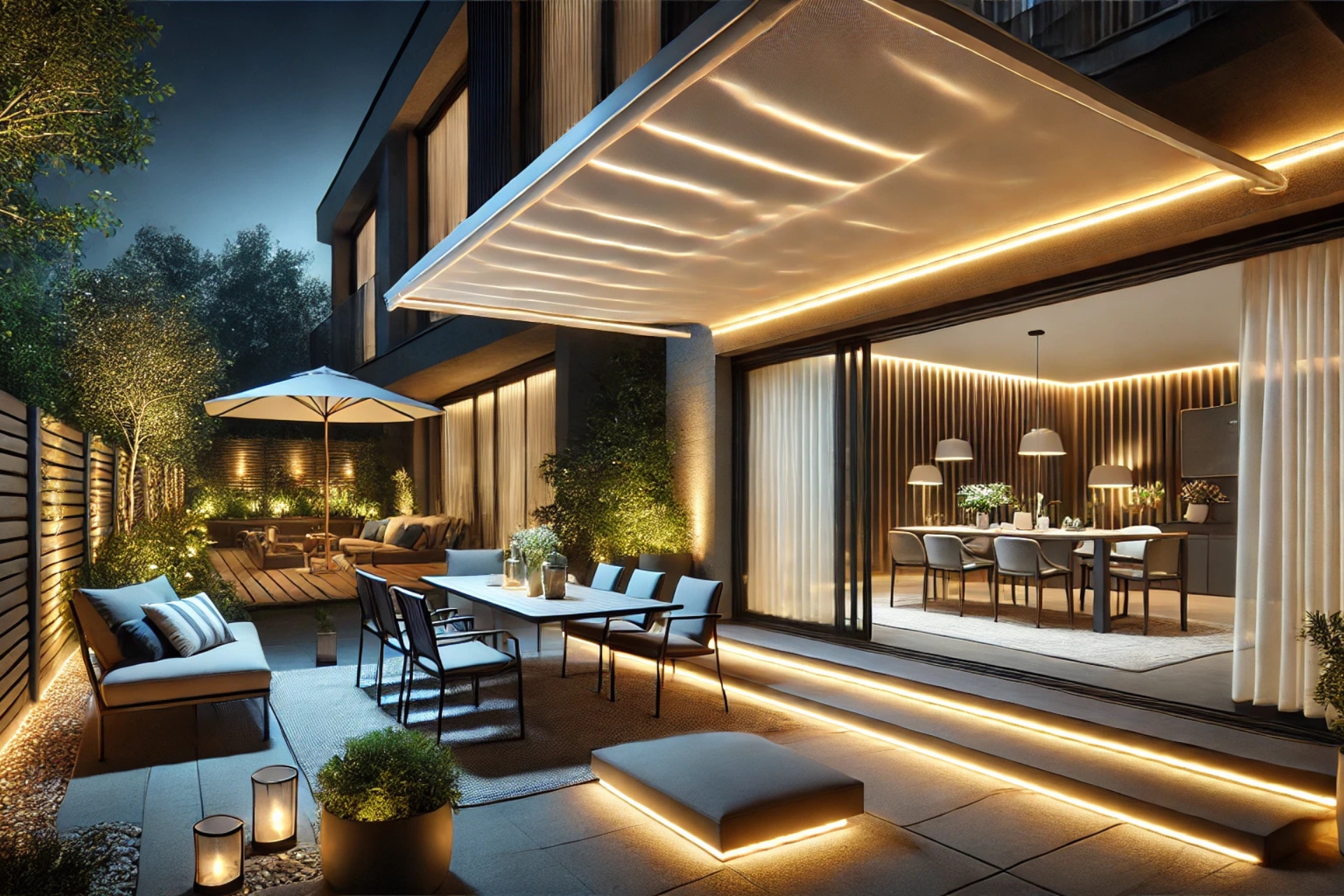 Installez un éclairage LED intégré à votre store banne de terrasse.