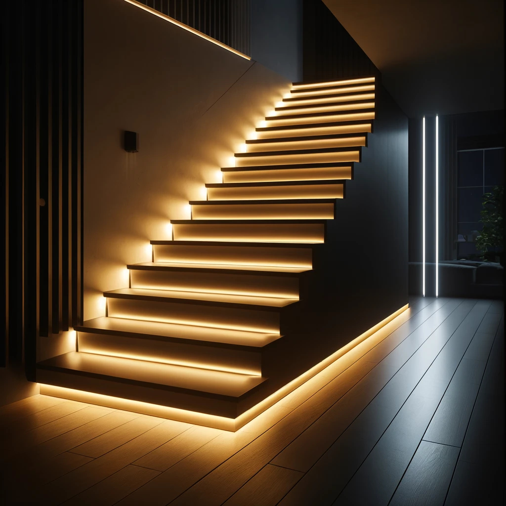 Rajoutez un éclairage LED sous vos marches d'escaliers avec un détecteur de mouvement