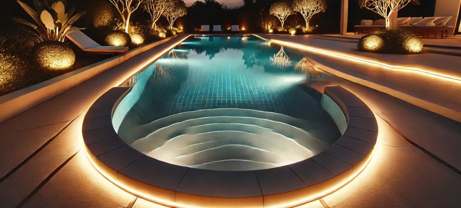 Illuminez votre piscine avec des rubans LED autour de votre piscine.