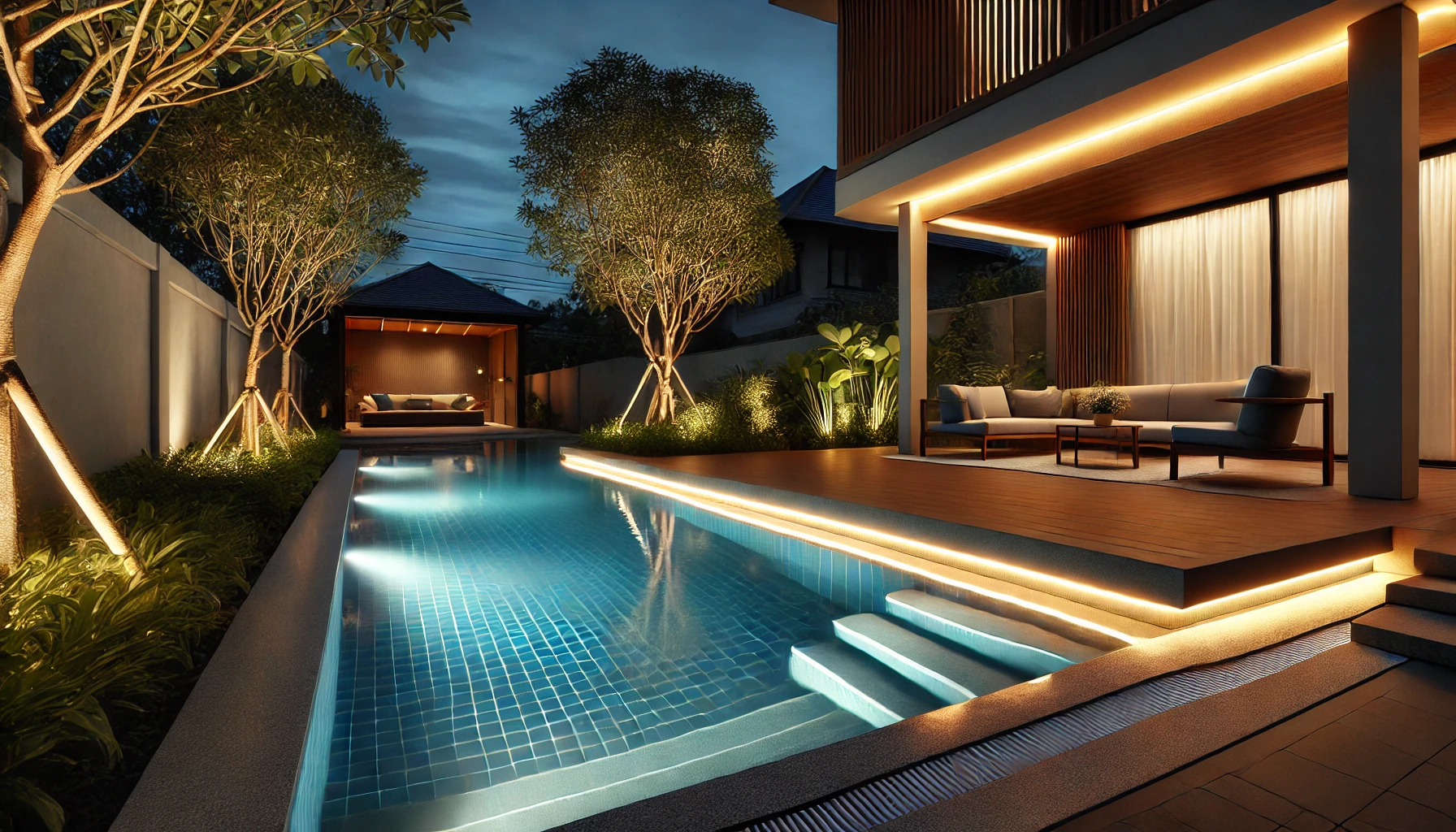 Illuminez votre extérieur avec un ruban LED autour de votre piscine