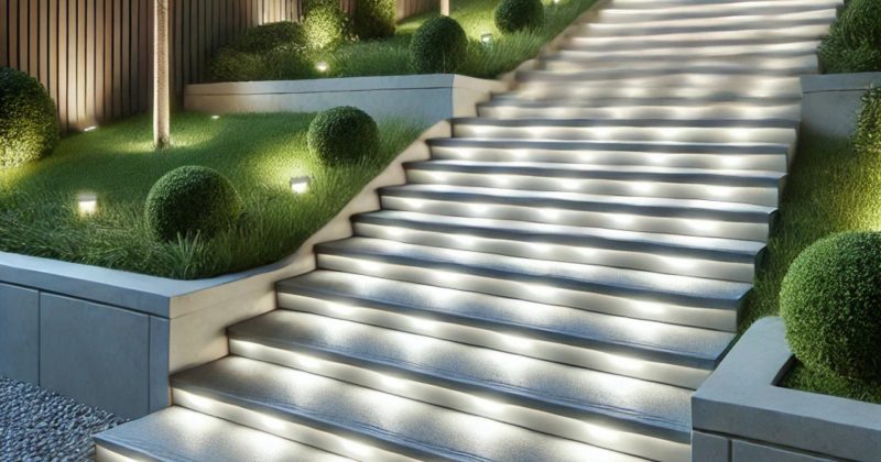 Utilisez des rubans LED pour éclairer vos marches d'escalier d'extérieur.