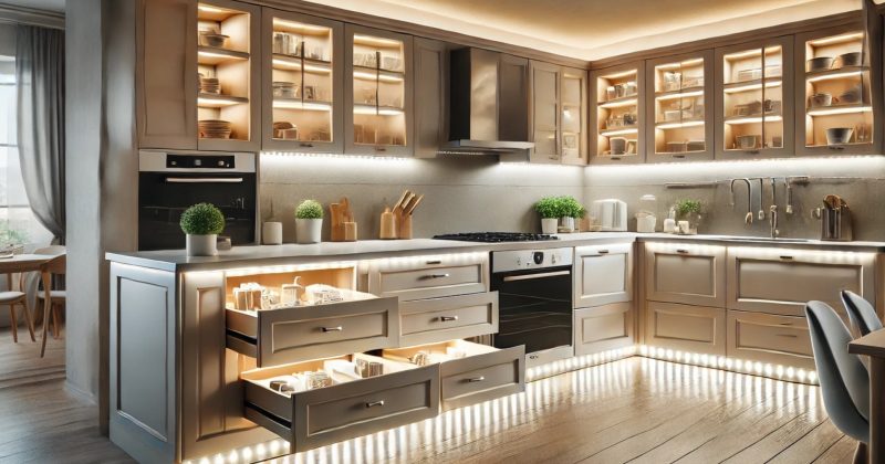 Eclairage LED sous les meubles de cuisine Leroy Merlin.