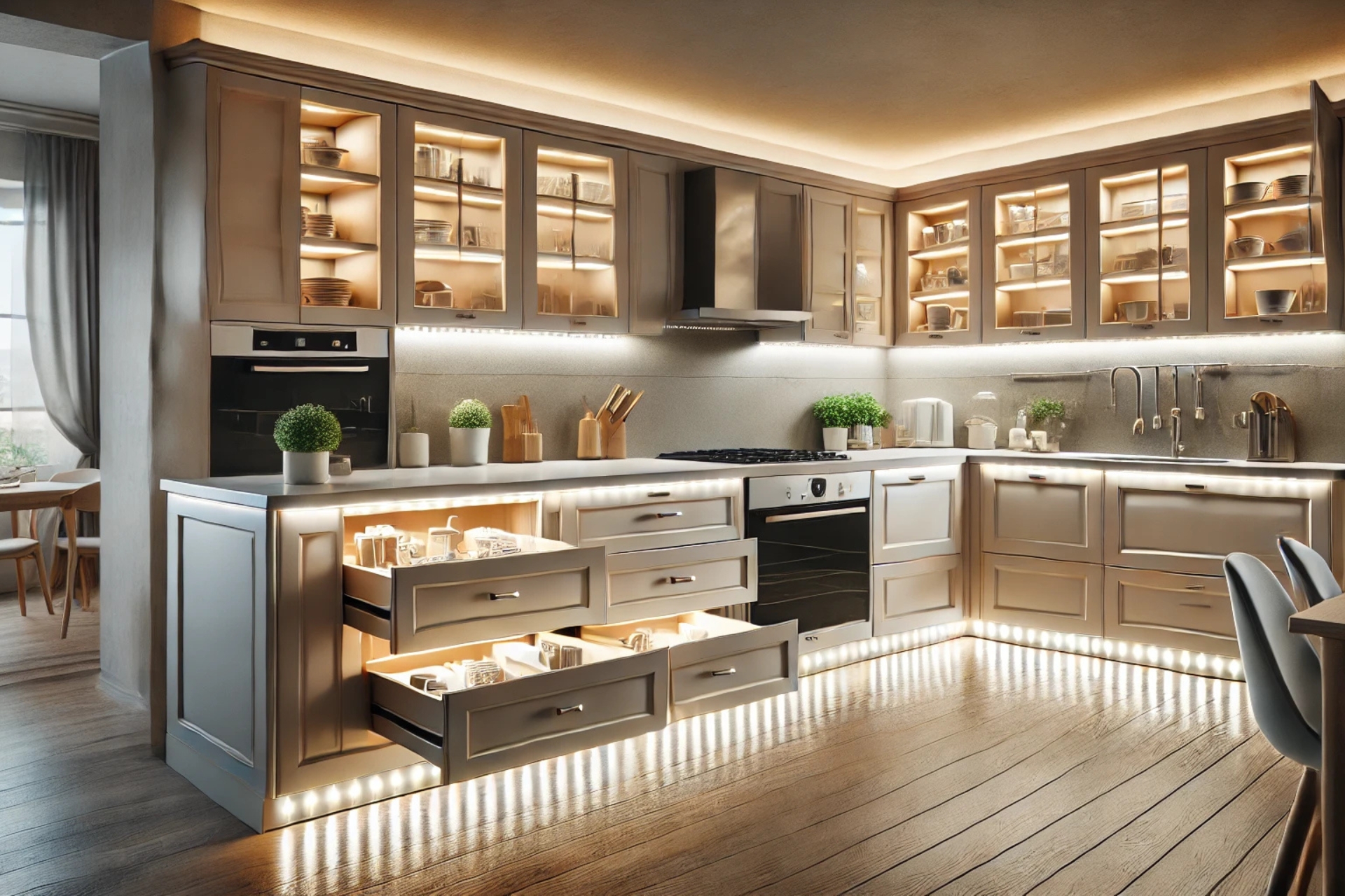 Eclairage LED sous les meubles de cuisine Leroy Merlin.