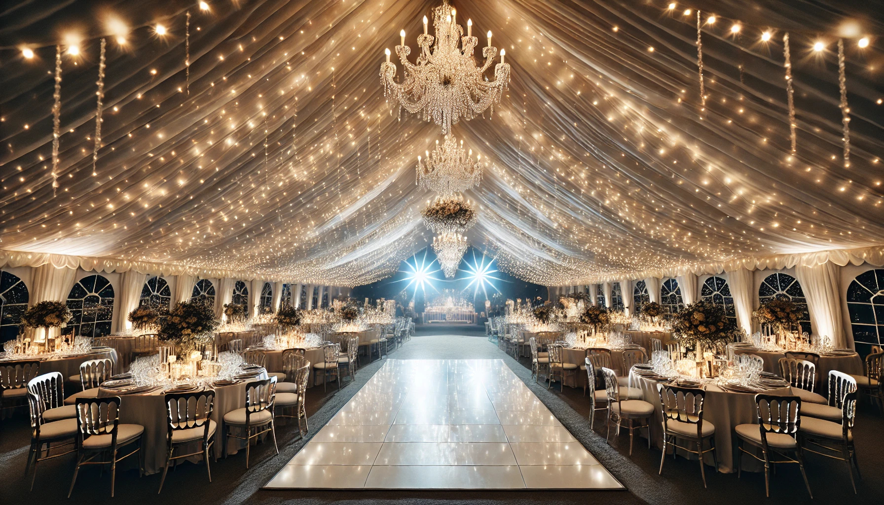 Eclairage LED d'un chapiteau de mariage pour un événement spécial