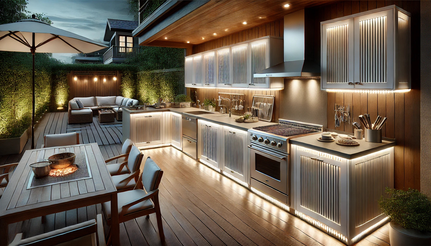 Eclairage LED d'une terrasse extérieure