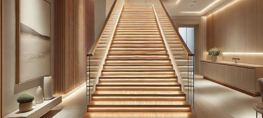 Éclairage automatique des marches d'escaliers avec des rubans LED.